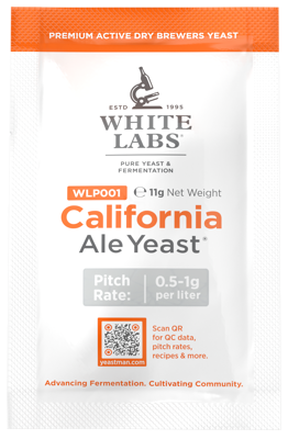 White Labs California Ale Yeast Sachet 11g (Box of 25)